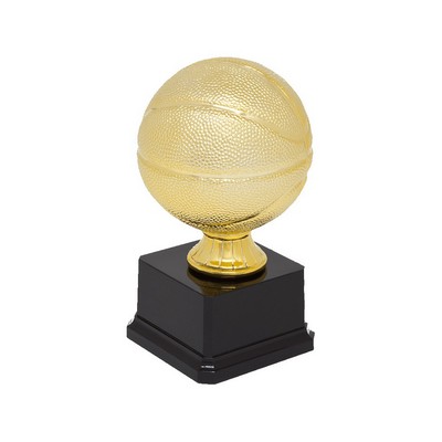 Silver Large Basketball Sport Ball Resin Trophy w/7"x3.5" Black Base