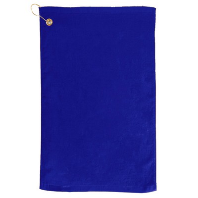 Mid Weight Hemmed Golf Towel w/ Left Hook & Grommet (Color Embroidered)