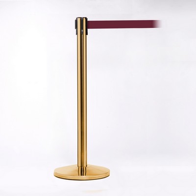 Polished Brass Pole W/ 11' Heavy Duty Maroon Belt W/ Lock