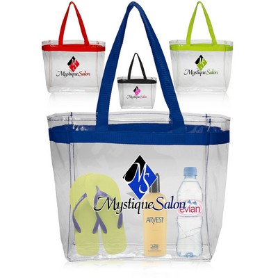 Color Handles Clear Plastic Tote Bags