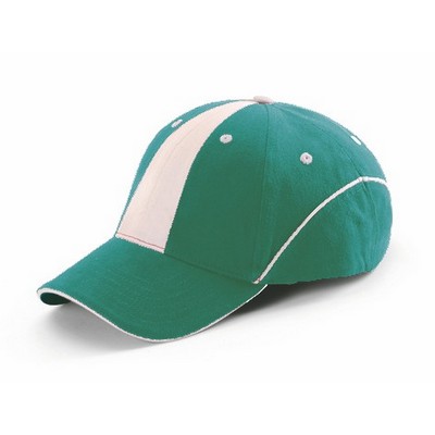 Heavy Brushed Cotton Twill Cap w/Contrast Piping & Hook & Loop Closure