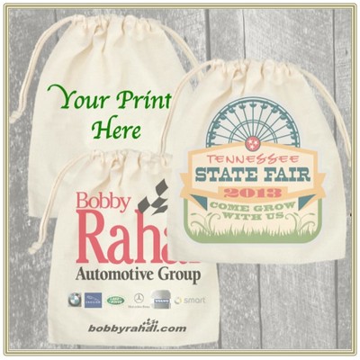 10"x12" Custom Printed Cotton Bag with Drawstring