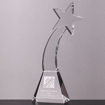 9¾" Optical Cut Crystal Shooting Star Award