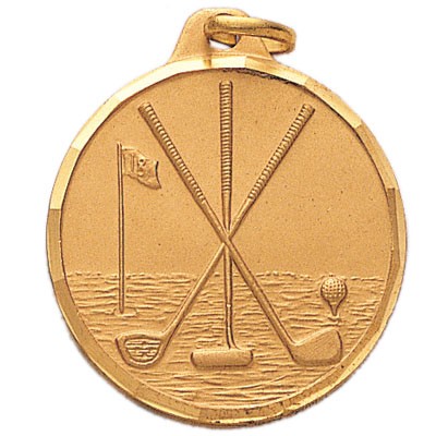 E Series Die Struck Golf Medal w/Clubs Ball & Tee