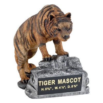 Tiger Mascot Trophy w/Engraving Plate