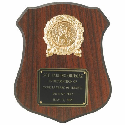 Shield Plaque w/Engraving Plate Takes 2" Insert (9½"x11½")