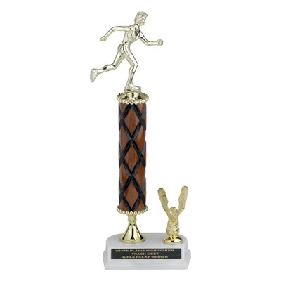 14½" One Column Walnut Finish Trophy w/Eagle Trim, Takes Figure