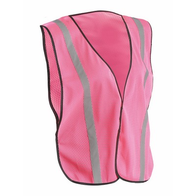 Non ANSI Pink Mesh Silver Reflective Vest