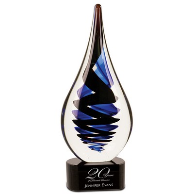 Black Twist Rain Drop Art Glass Award 11 1/4"H