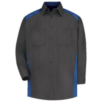 Red Kap™ Men's Long Sleeve Motorsports Shirt - Charcoal Gray/Royal Blue