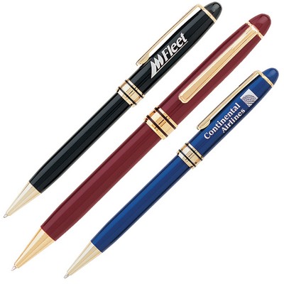 Aluminum Twist Action Ballpoint Pen w/ Metallic Colored Barrel