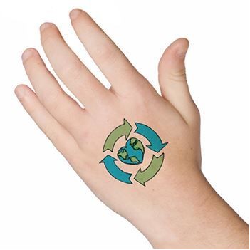 Recycle Earth Heart Stock Temporary Tattoo