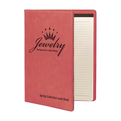 Leatherette Portfolio with Notepad (lrg) - Pink