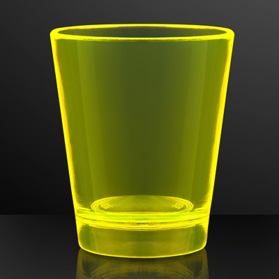 1.5 oz. UV Reactive Yellow Glow Shot Glasses - BLANK