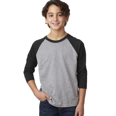 NEXT LEVEL APPAREL Youth CVC Three-Quarter Sleeve Raglan