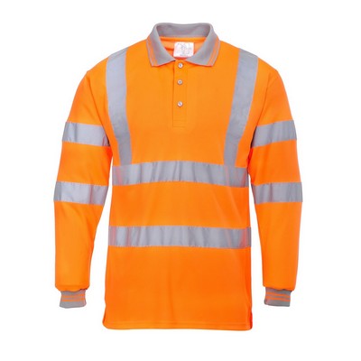 Hi-Vis Long Sleeved Polo, Class 3