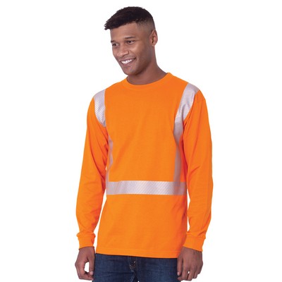 Bayside® Hi-Visibility 50/50 Long-Sleeve Segmented Striping Crew Tee Shirt