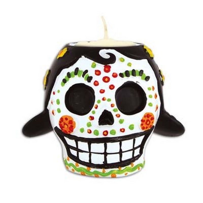 Day Of The Dead Female Skull Tea Light Holder