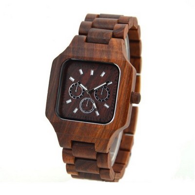 Square Dark Zebra Wood Watch