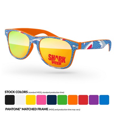 Retro Mirror Sunglasses w/ 1 Color Lens Imprint & Full Color Full Frame Heat Transfer