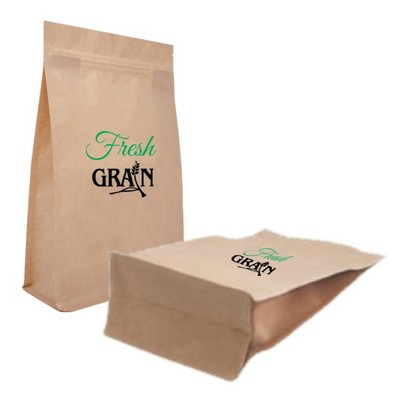 Kraft Paper Flat Bottom Stand Up Pouch w/Zipper Seal, 2C2S (5.5"x8.27"x2.76")