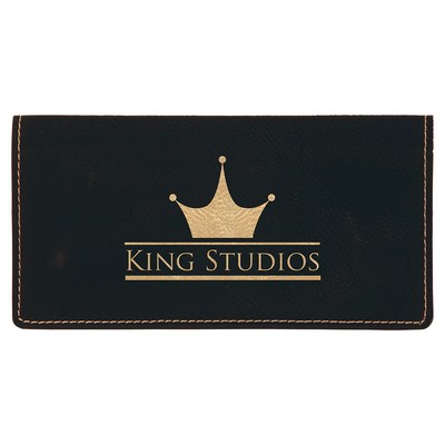 Black/Gold Leatherette Checkbook Cover