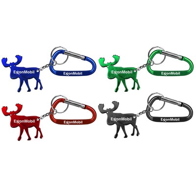 Elk Shape Bottle Opener w/Key Chain & 7 Cm Carabiner