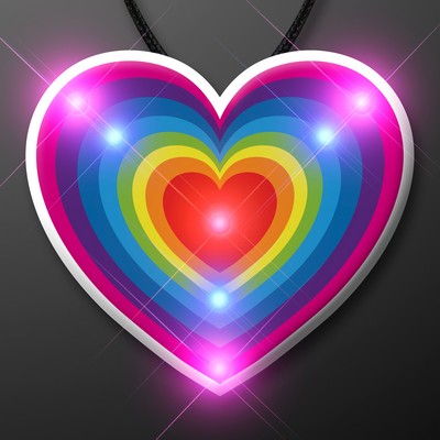 Retro Rainbow Heart Blinky Light Up Necklace