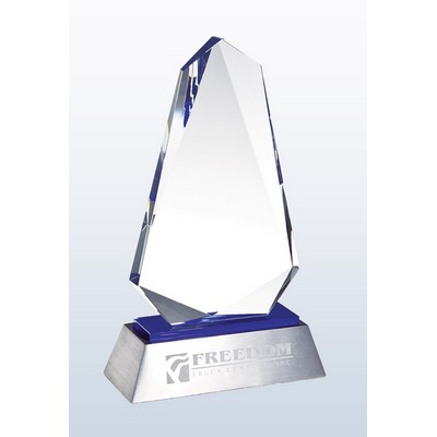 Blue Inspiration Crystal Award on Aluminum Base, 6"x9-3/4"H