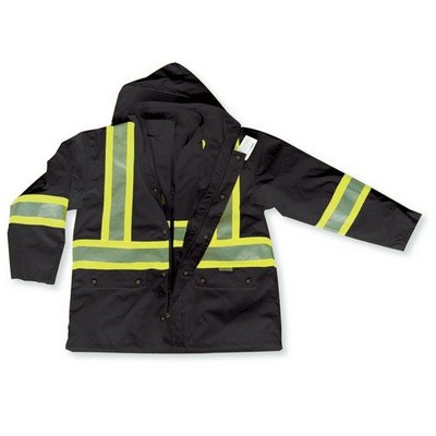 3-In-1 Black Rain Jacket Fleece