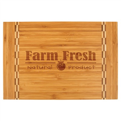 10.25" x 15" - Bamboo Cutting Board with Butcher Block Inlay