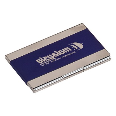 Blue Stainless Steel Business Card Holder