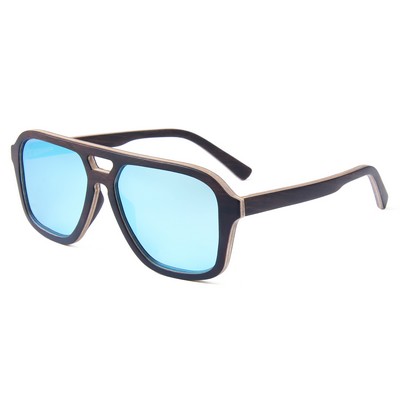 Ebony Wood Sunglasses - Ice-Blue Polarized Lenses - Ebony Wood Frames