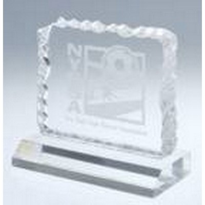 Clear Cracked Ice Acrylic Blank Award with Base (4 1/2" x 3 1/2")