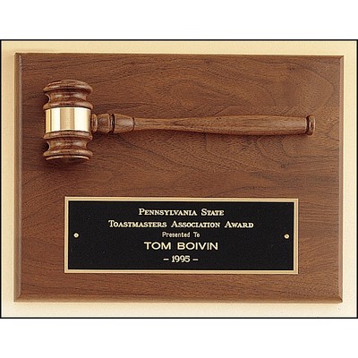 American Walnut Plaque w/Removable Walnut Gavel