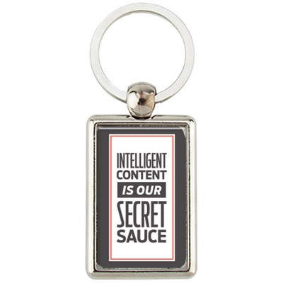 Metal Key Tag, Rectangular with Rectangular Printed Image on 2 Sides