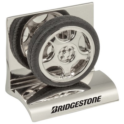 Chrome Metal Tire Business Card Holder