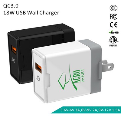 18W Quick Charge USB Wall Charger Plug