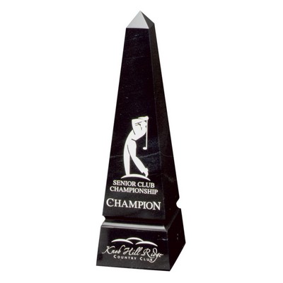 Medium Jet Black Grooved Marble Obelisk Pinnacle Award