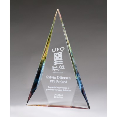 Freestanding Crystal Diamond Award with Prism-Effect Base & Hand Polished Edges -11"