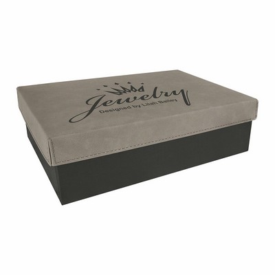 9 3/4" x 7" Gray Leatherette Gift Box