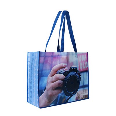 100 GSM Full Color Lightweight Durable Grocery W/ Gusset Tote Bag (16" x 12" x 6")