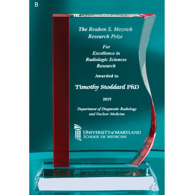 9¼" Red Stripe Wave Crystal Award