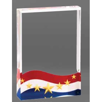 Medium Patriotic Acrylic Clear w/Flag on Bottom