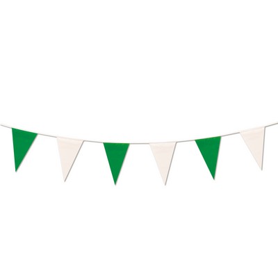 105' Green & White Pennant String