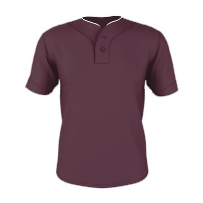 Adult Two Button Mesh Baseball Jersey With Piping