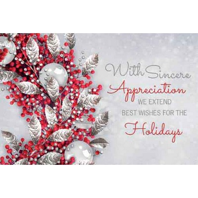 Lustrous Appreciation Holiday Postcards