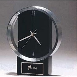 Airflyte® Modern Design Clock w/Brushed Silver Bezel & Black High Gloss Base