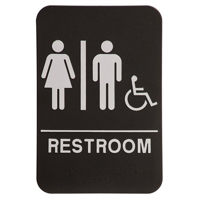 Kota Pro ADA 6" x 9" Black/White Unisex (w/wheelchair) Accessible Restroom Sign