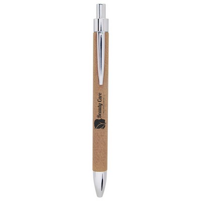 Light Brown Laser Engraved Leatherette Pen